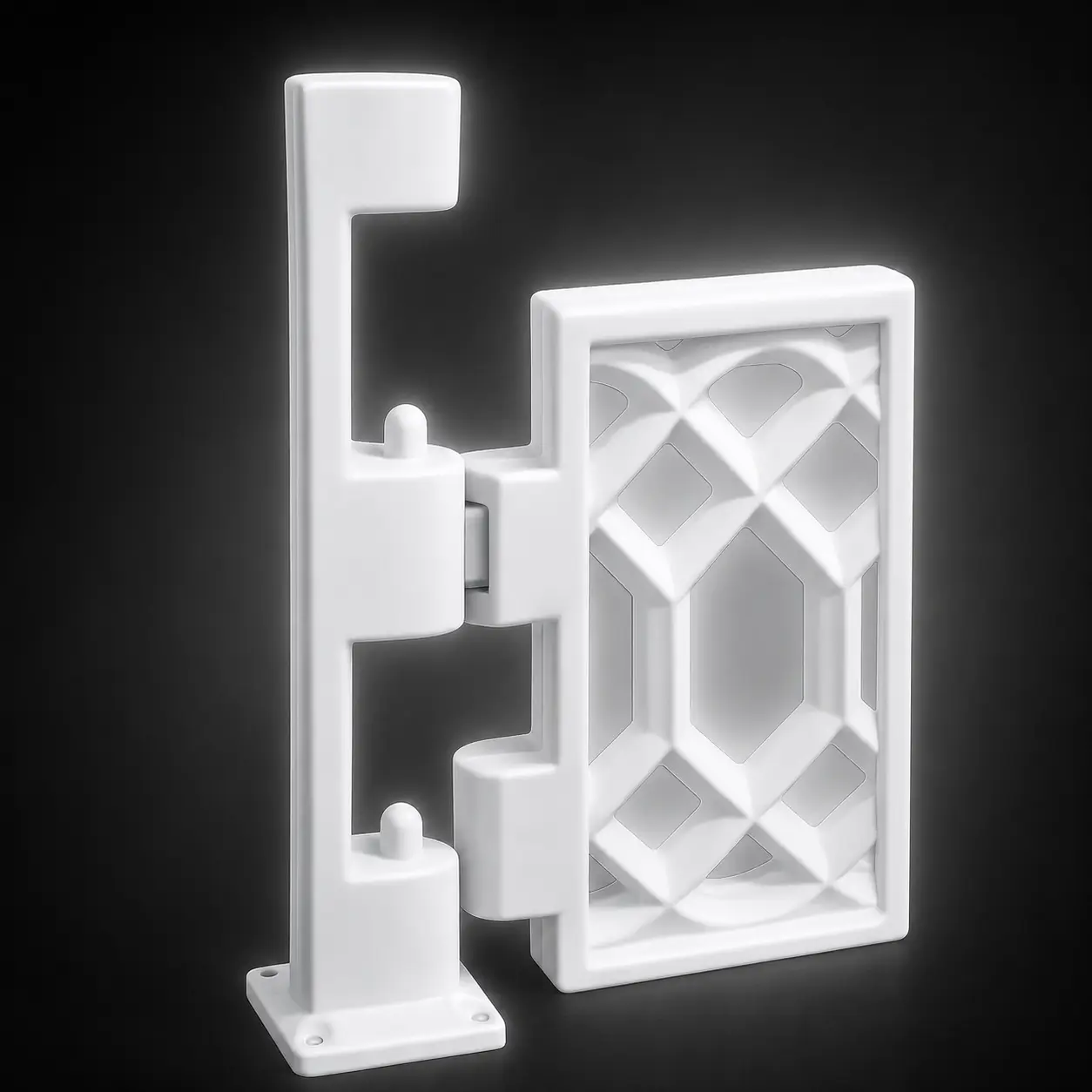 Sistema de conector modular branco da Cancelata demonstrando o encaixe com a grade