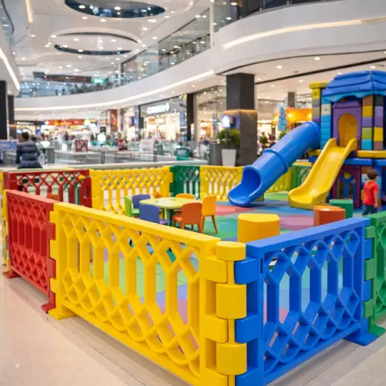 Grade colorida Cancelata em playground de shopping